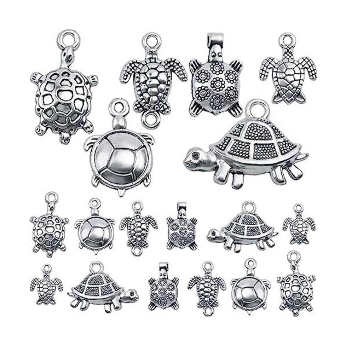 60 dijes tibetanos de tortuga marina de plata antigua