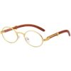 Gafas de lente transparente con marco dorado ovalado y_1