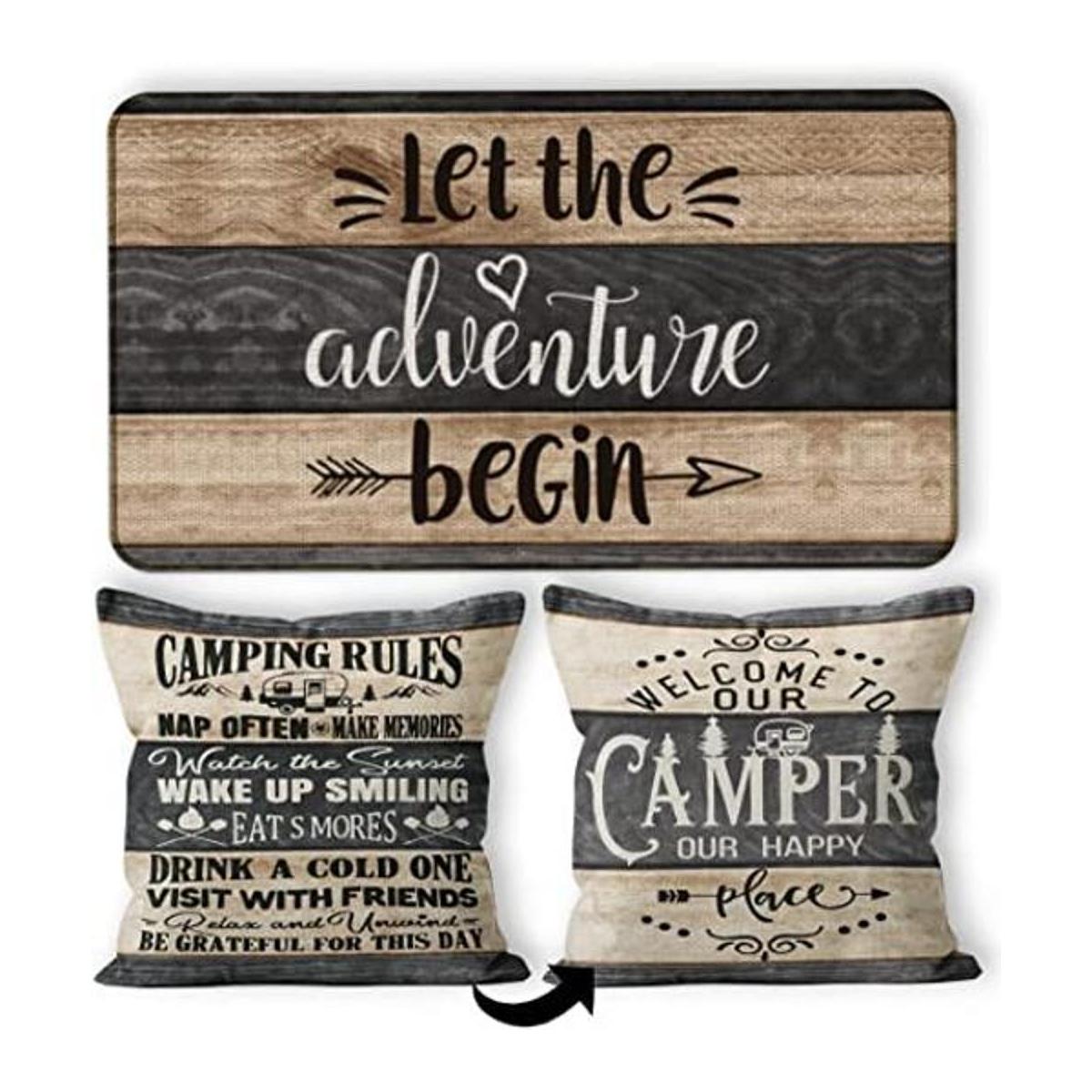 Let The Adventure Begin Tapete decorativo vintage de 17 x