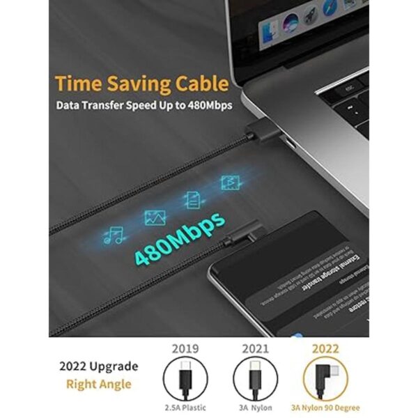 Cable USB C en ángulo recto 3 unidades 6.6 pies Cable_4