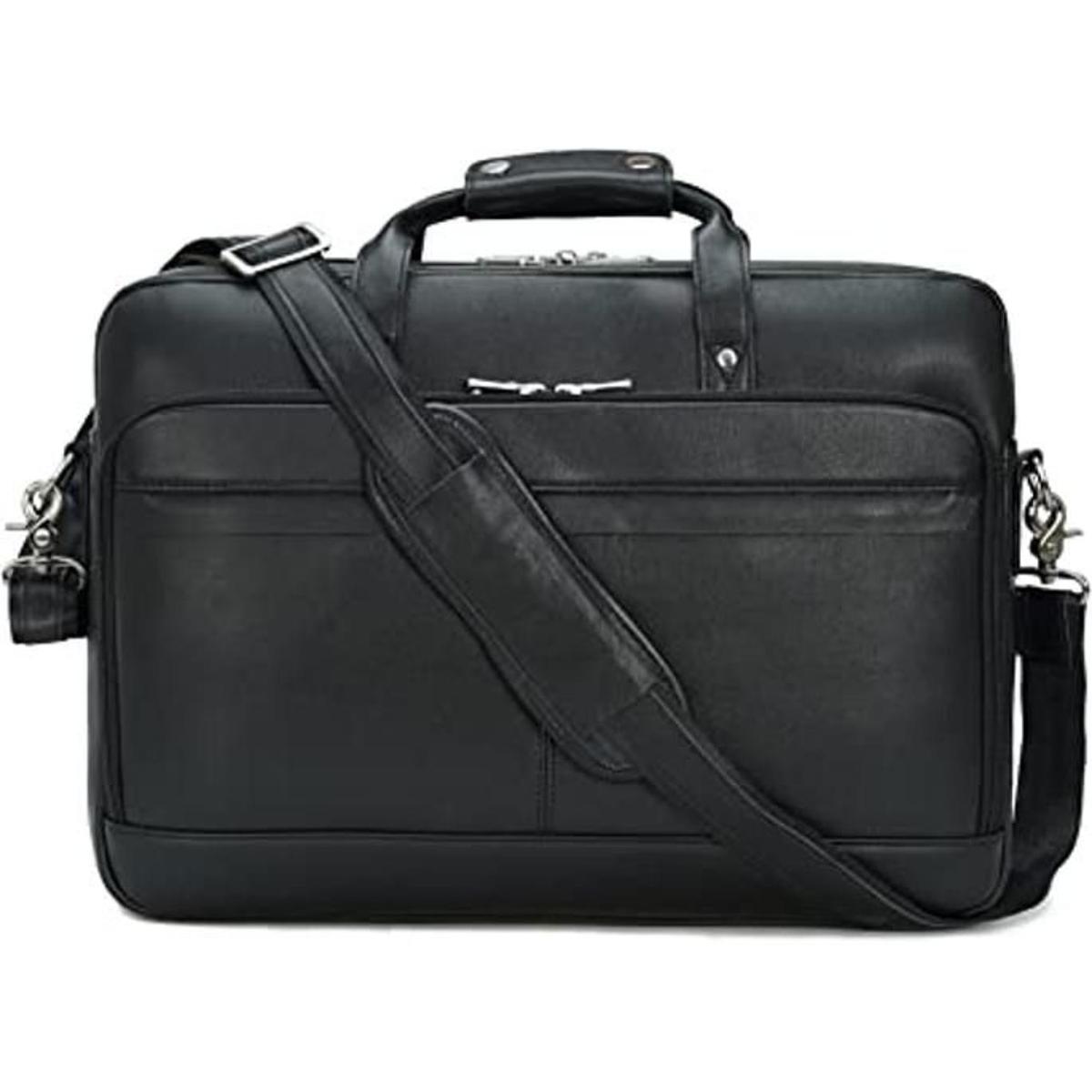 Maletín de cuero para hombres de 17 pulgadas para laptop