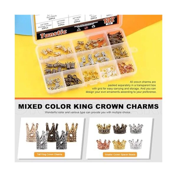 Tanstic 132 dijes de corona King de colores mixtos 2
