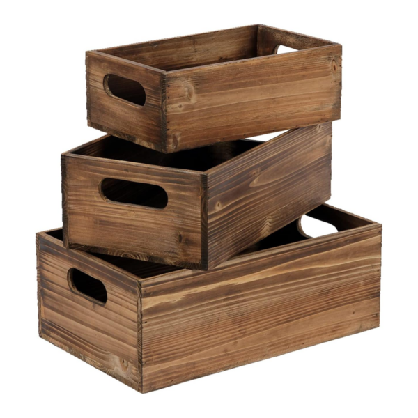 Juego de 3 cajas de madera envejecidas para exhibición_1