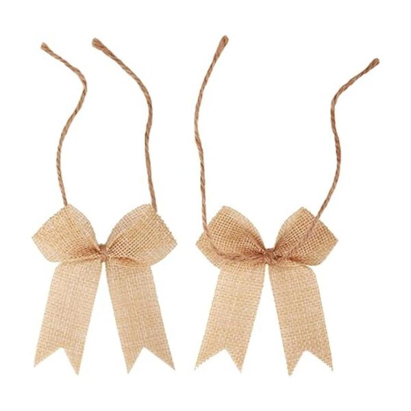 Meseey 24 Pcs 3 Inch Mini Burlap Ribbon Bow Smal Bows for