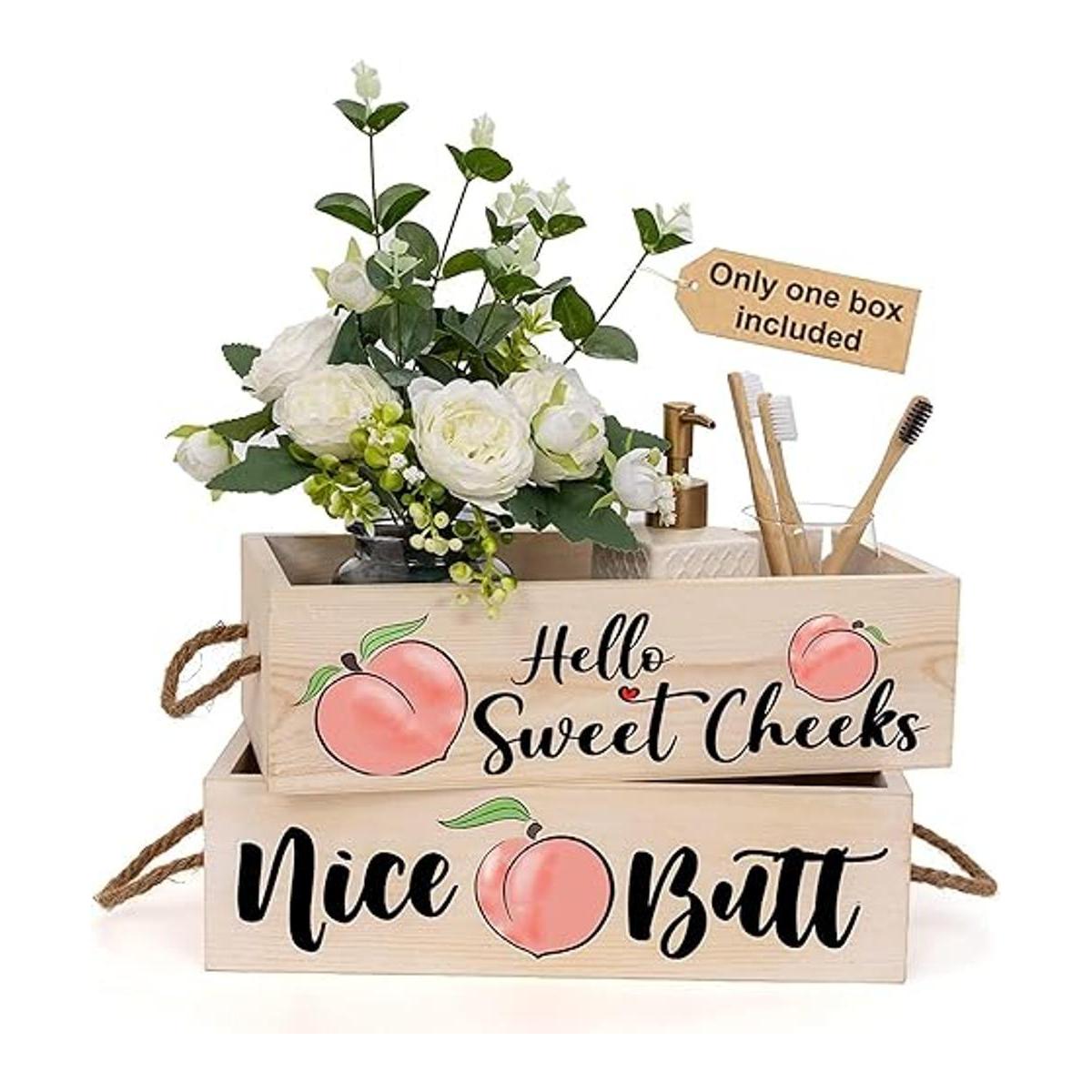 Caja de decoración de baño con 2 lados divertidos cesta
