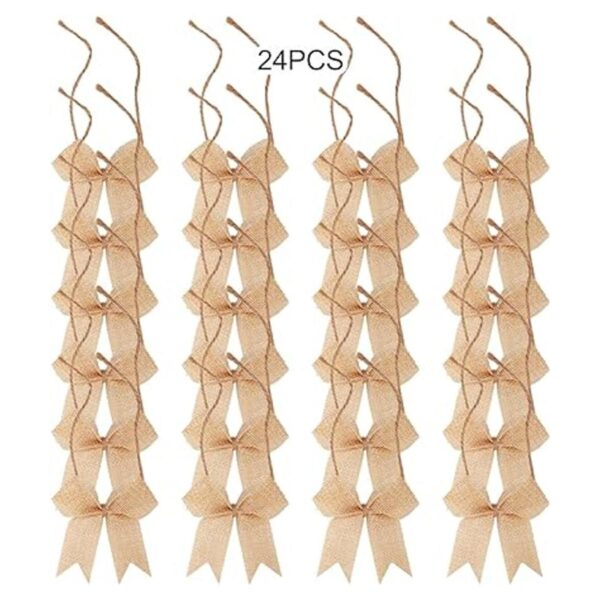 Meseey 24 Pcs 3 Inch Mini Burlap Ribbon Bow Smal Bows for