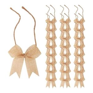 Meseey 24 Pcs 3 Inch Mini Burlap Ribbon Bow Smal Bows for
