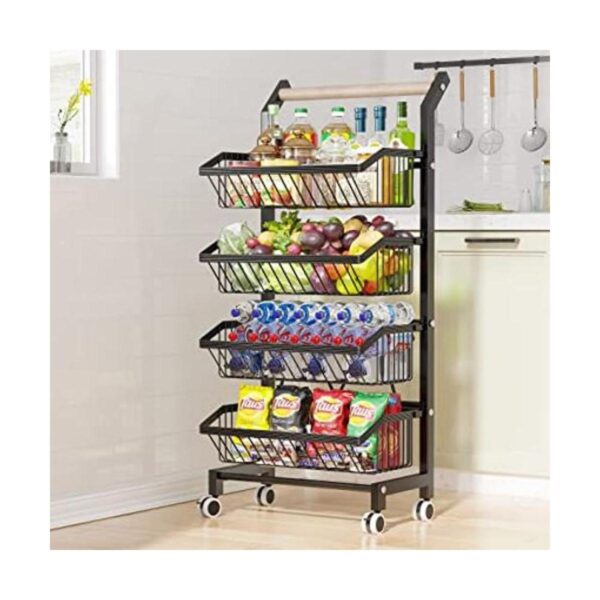 COVAODQ Storage Cart Fruit Basket 4Tier Rolling Utility_1