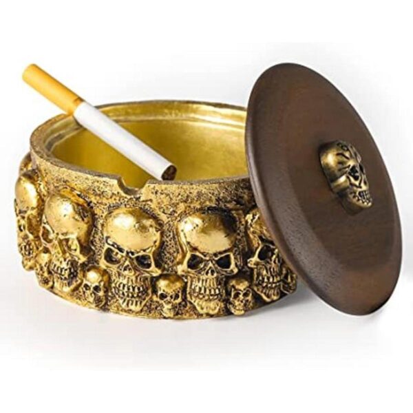 Cenicero de calavera con tapa para cigarrillos bandeja de_1