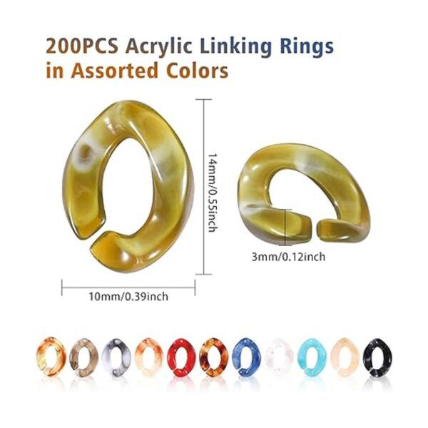 QXUJI 200 anillos de eslabones acrílicos conectores de