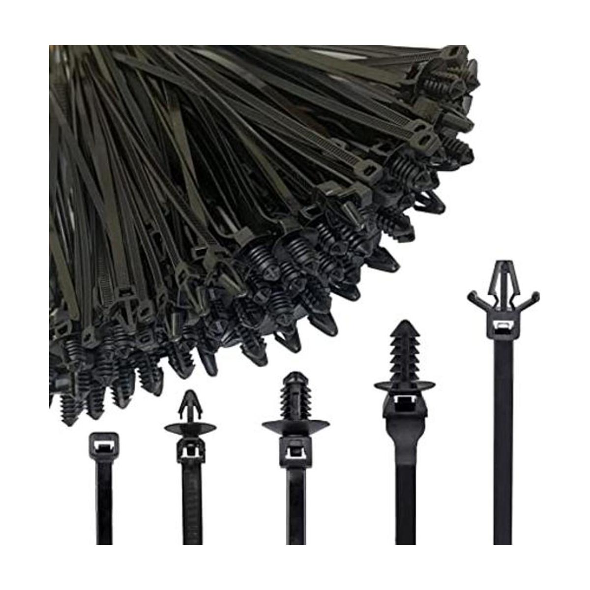 160Pcs Universal Nylon Push Mount Cable Zip TieNylon Self