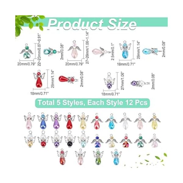 CHGCRAFT 60 dijes colgantes de cristal de alas de ángel de