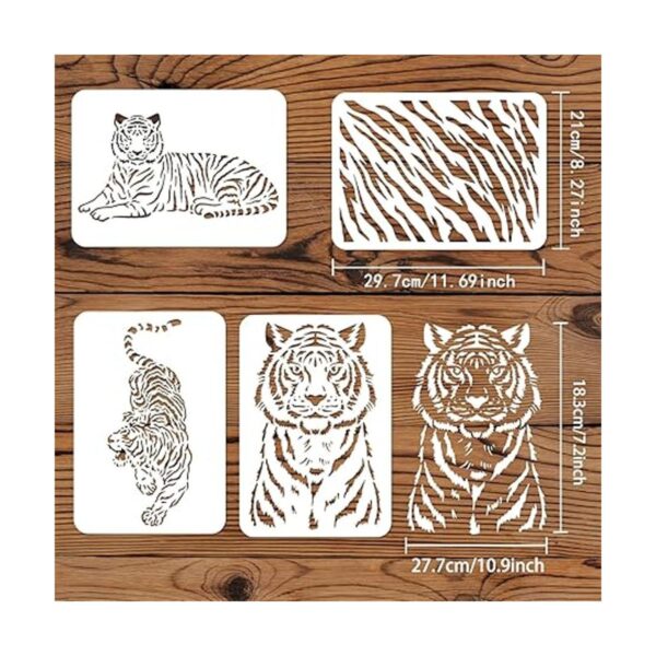 FINGERINSPIRE 4 plantillas de tigre para pintar de 11.7 x_2