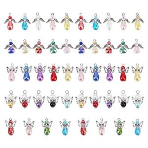CHGCRAFT 60 dijes colgantes de cristal de alas de ángel de