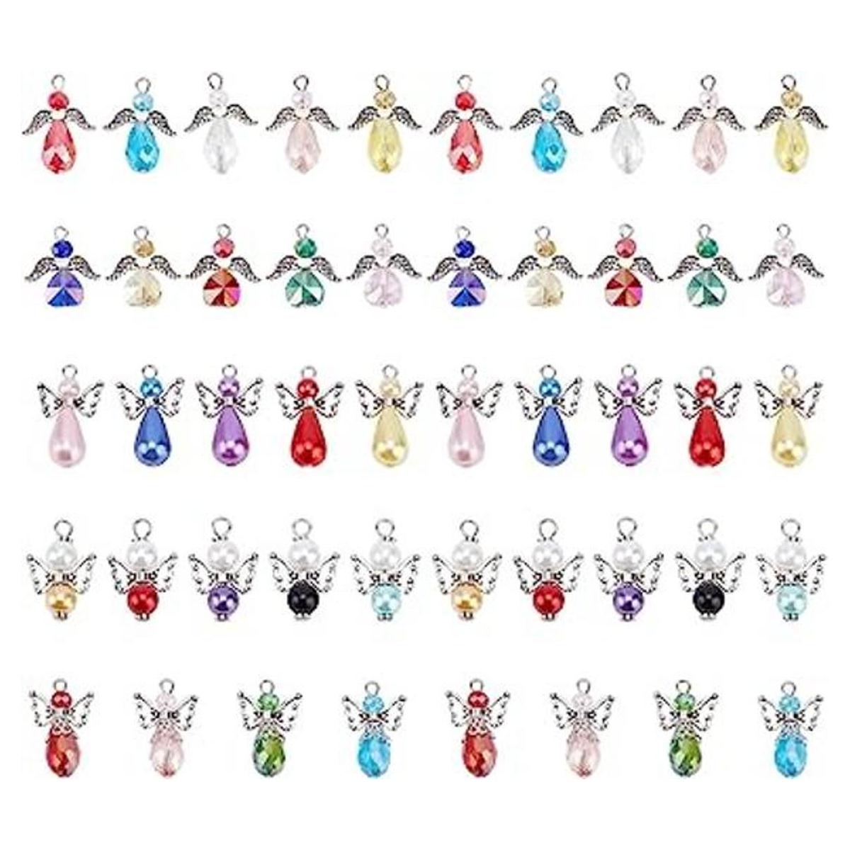CHGCRAFT 60 dijes colgantes de cristal de alas de ángel de