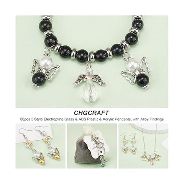CHGCRAFT 60 dijes colgantes de cristal de alas de ángel de