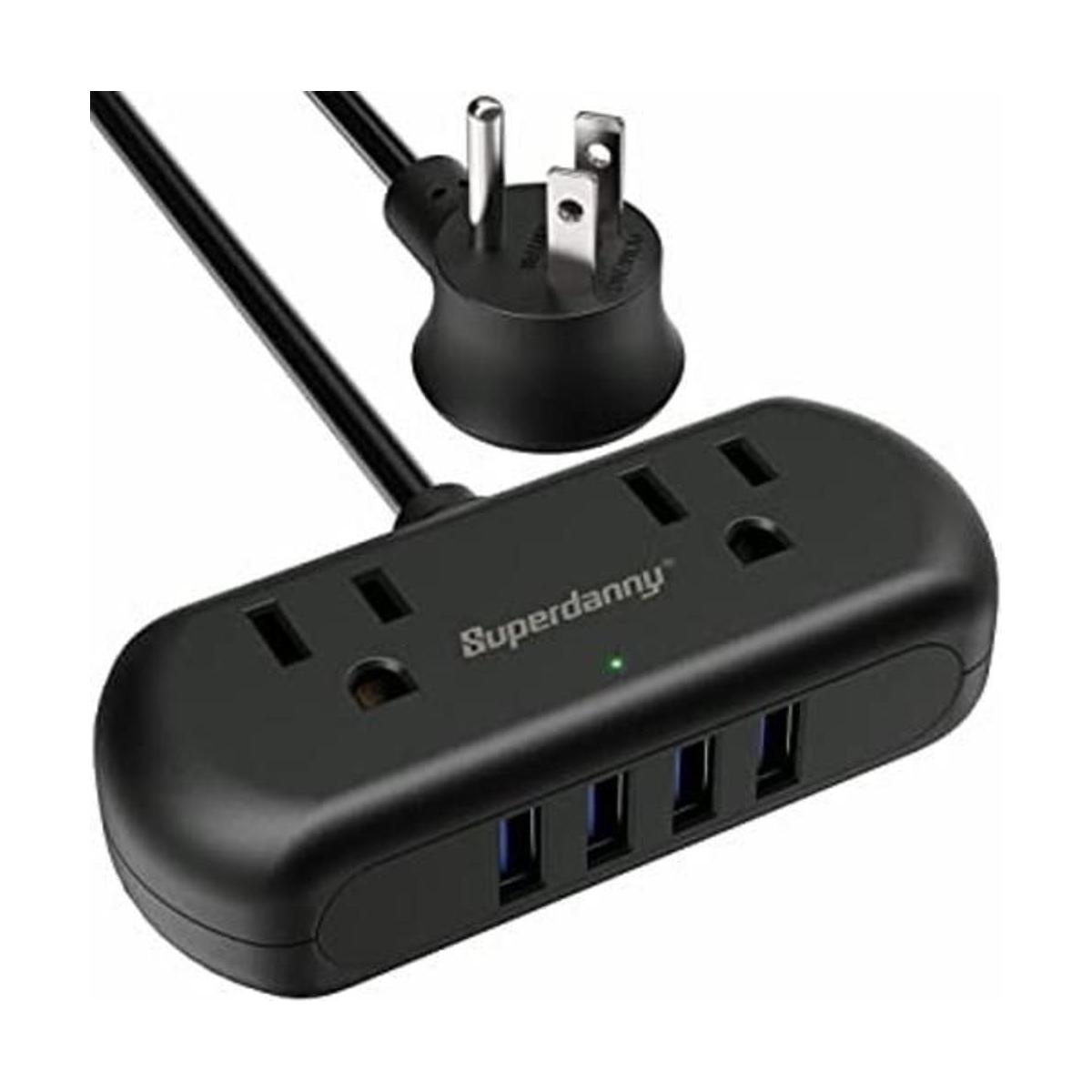 SUPERDANNY Regleta de alimentación con USB 4 puertos USB