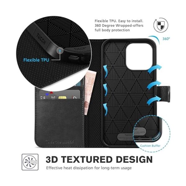 TUCCH Funda para iPhone 14 Pro Max funda tipo cartera con_5