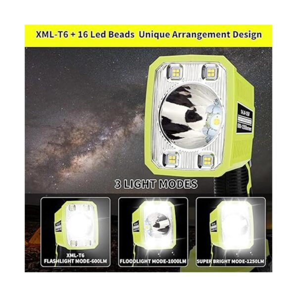 Linterna LED de 1250 lm compatible con batería Ryobi de 18_3