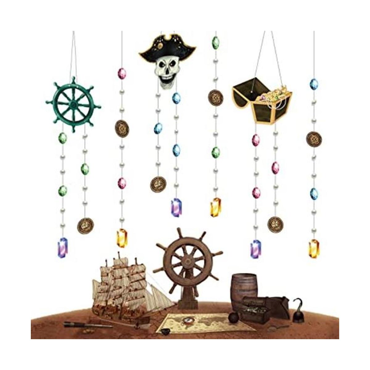 Guirnalda pirata de calavera de 6 cuerdas para decoración