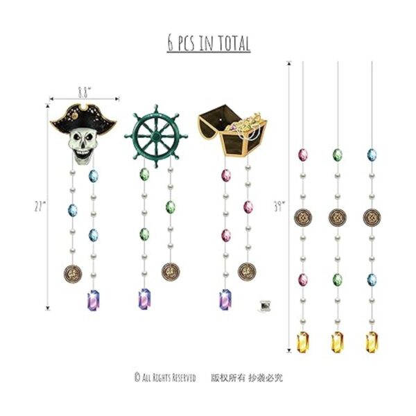 Guirnalda pirata de calavera de 6 cuerdas para decoración_2