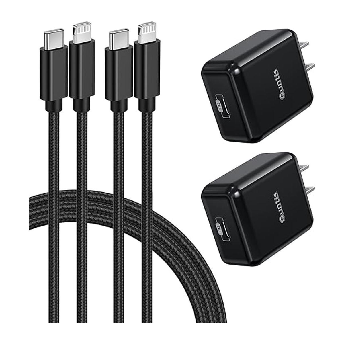 Quntis Cargador rápido para iPhone 2 unidades adaptador