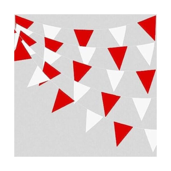 Cartel de banderín de carnaval de tela roja y blanca de_1