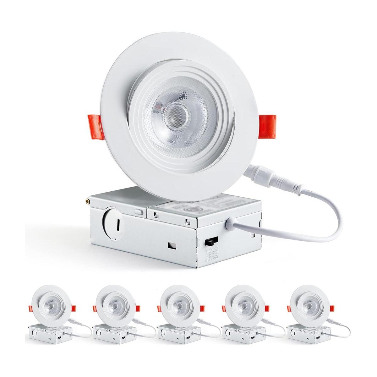 LEDIARY Paquete de 6 luces LED empotrables con cardán