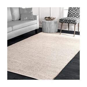 S L Homes Alfombra natural de yute de algodón tejida a