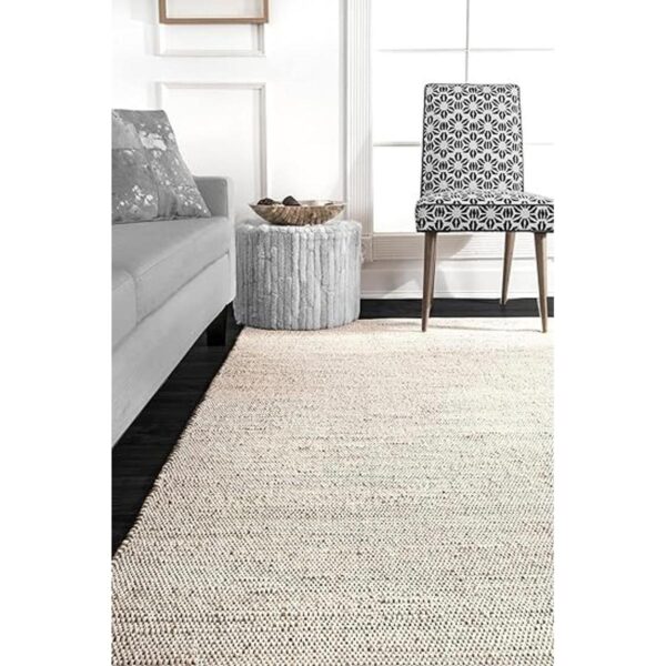 S L Homes Alfombra natural de yute de algodón tejida a