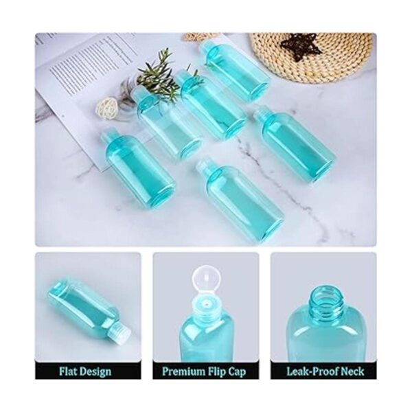 Botellas de viaje de plástico con tapa abatible paquete
