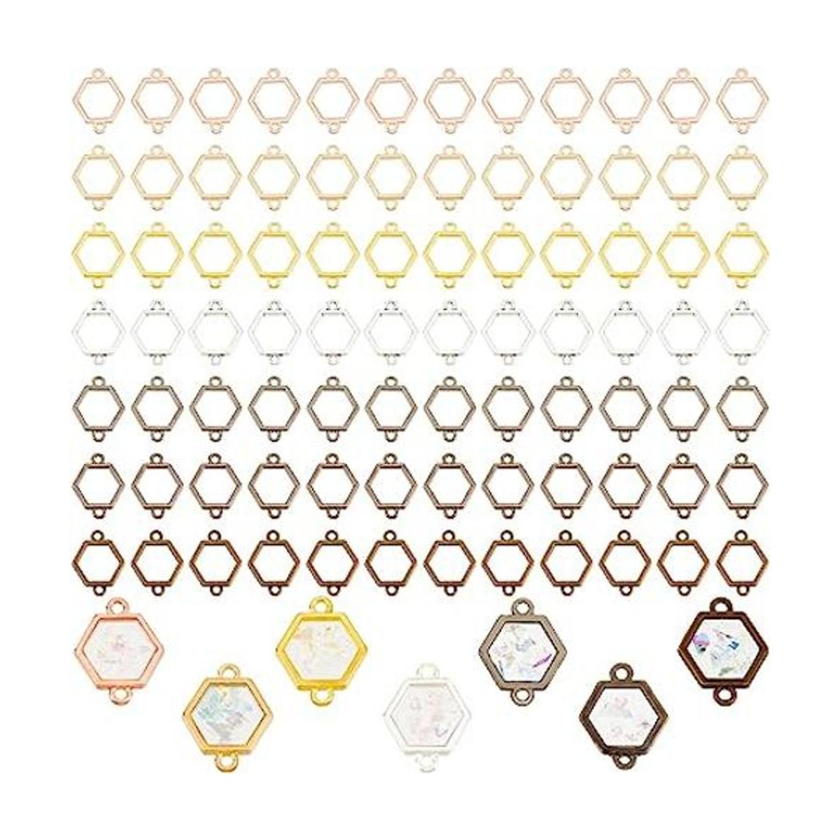 PandaHall 168 dijes hexagonales de conector de bisel