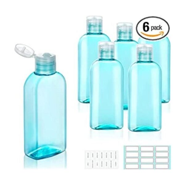 Botellas de viaje de plástico con tapa abatible paquete