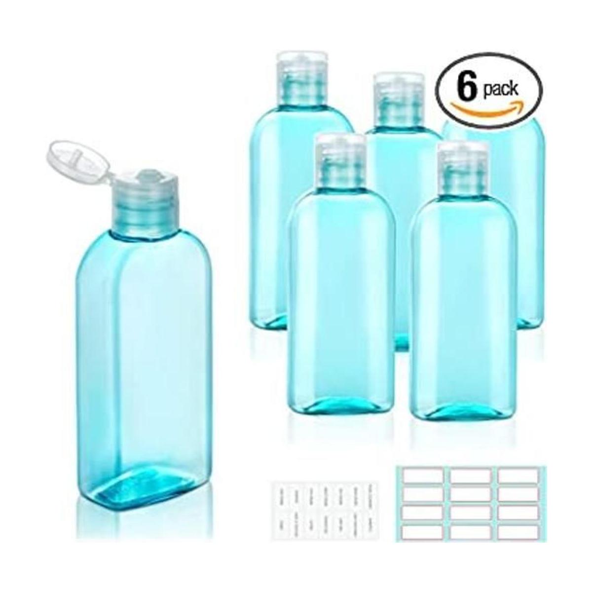 Botellas de viaje de plástico con tapa abatible paquete