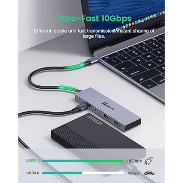 CYBORIS Hub USB C de 4 puertos adaptador USB C a USB 3.1_3