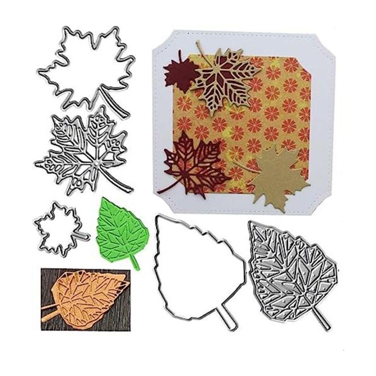 5 troqueles de corte de hojas de arce 3D hojas de otoño