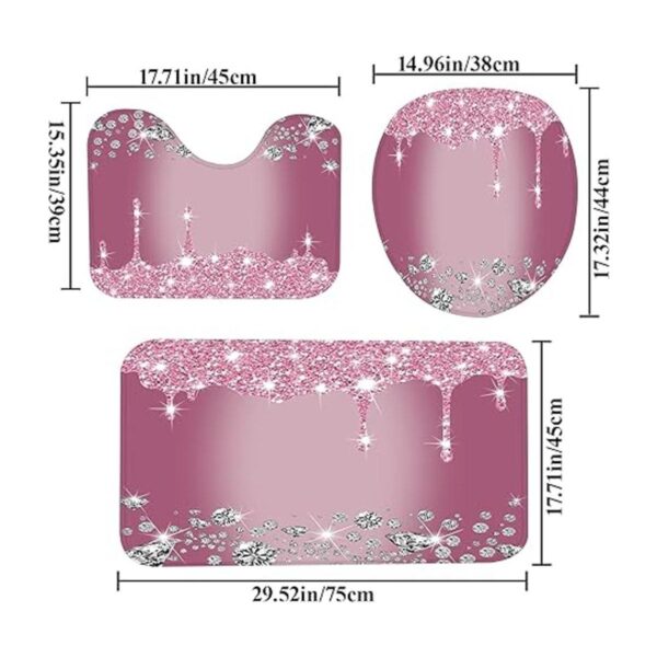 Juego de 4 cortinas de ducha con diamantes con purpurina