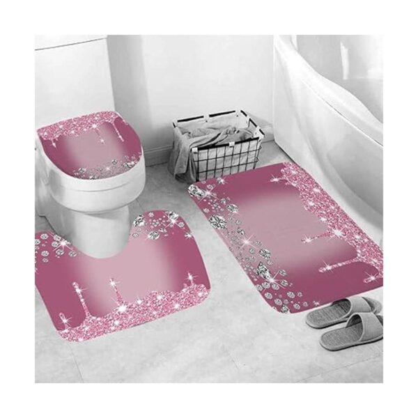 Juego de 4 cortinas de ducha con diamantes con purpurina