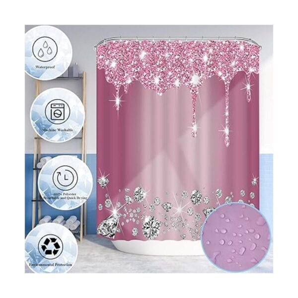 Juego de 4 cortinas de ducha con diamantes con purpurina