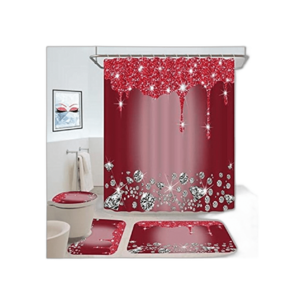 Juego de 4 cortinas de ducha con diamantes brillantes