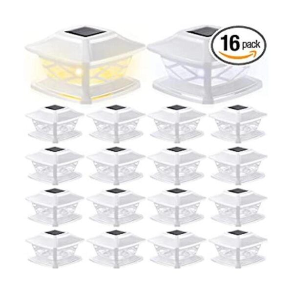 Paquete de 16 luces LED solares para poste de cerca luces