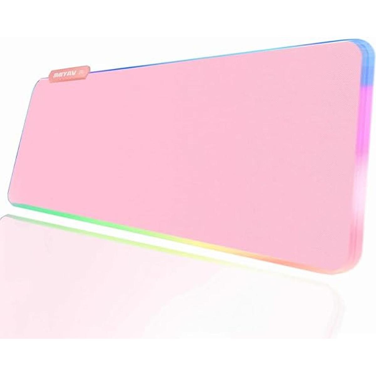 JMIYAV Alfombrilla de mouse RGB rosa para juegos de 31.5 x