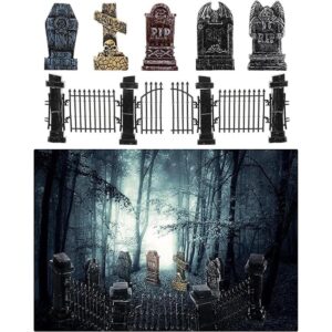 7 piezas de lápidas en miniatura de Halloween