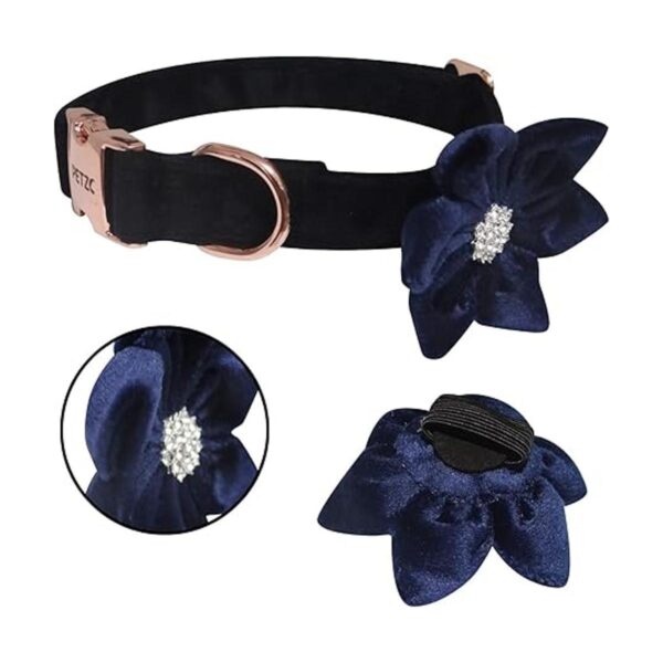 PETZC Collar de perro de niña de flores collar de gamuza