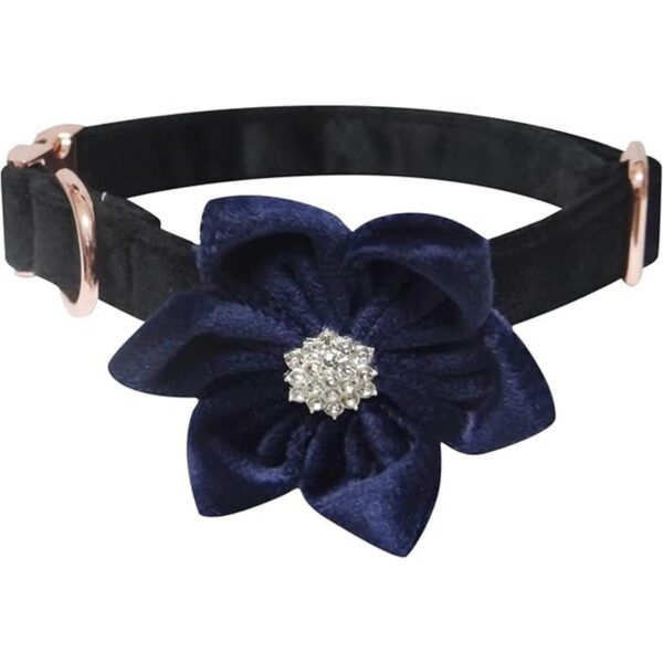 PETZC Collar de perro de niña de flores collar de gamuza
