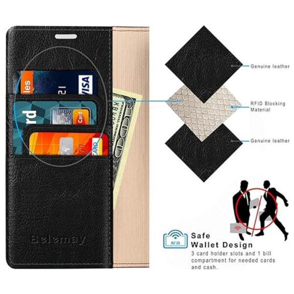 Belemay Funda para iPhone 14 Pro Max cartera de piel_4
