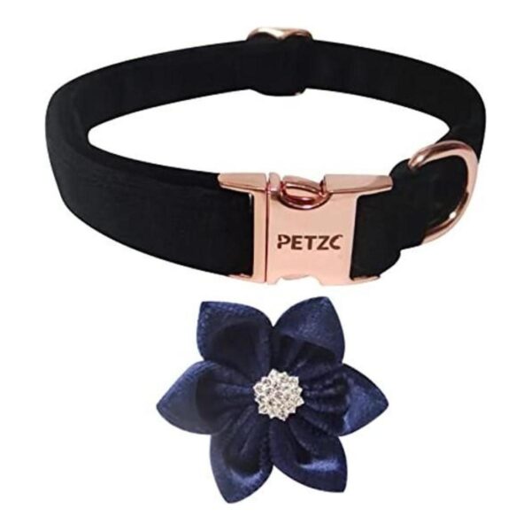 PETZC Collar de perro de niña de flores collar de gamuza