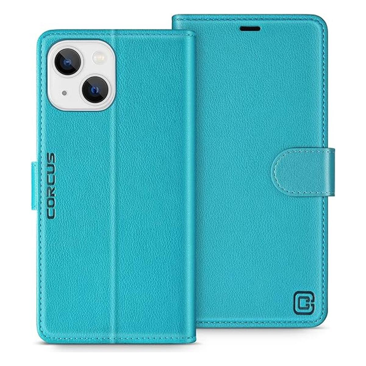CORCUS Funda tipo cartera para iPhone 14 con tarjetero y