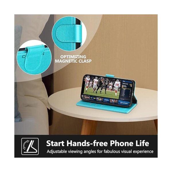CORCUS Funda tipo cartera para iPhone 14 con tarjetero y_4