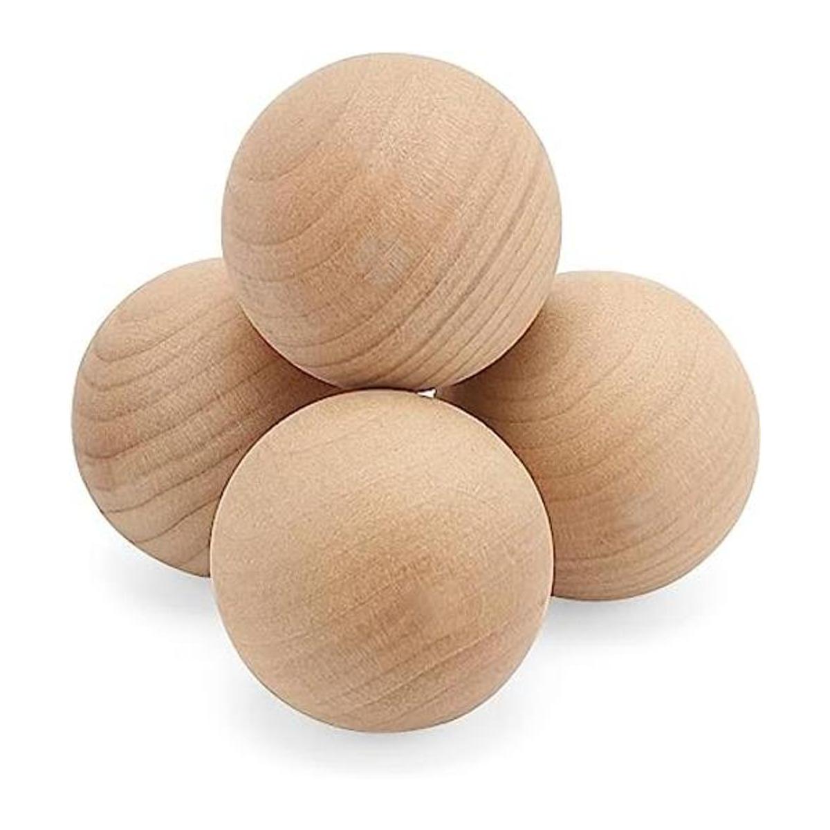 MOUYAT 4 bolas redondas de madera grandes de 3 pulgadas